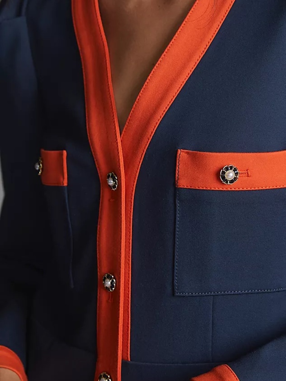 MAEVE Navy and Orange Contrast Trim Knit Dress ๐๐ - Picture 5 of 5